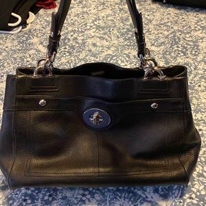 Authentic Coach black leather shoulder bag